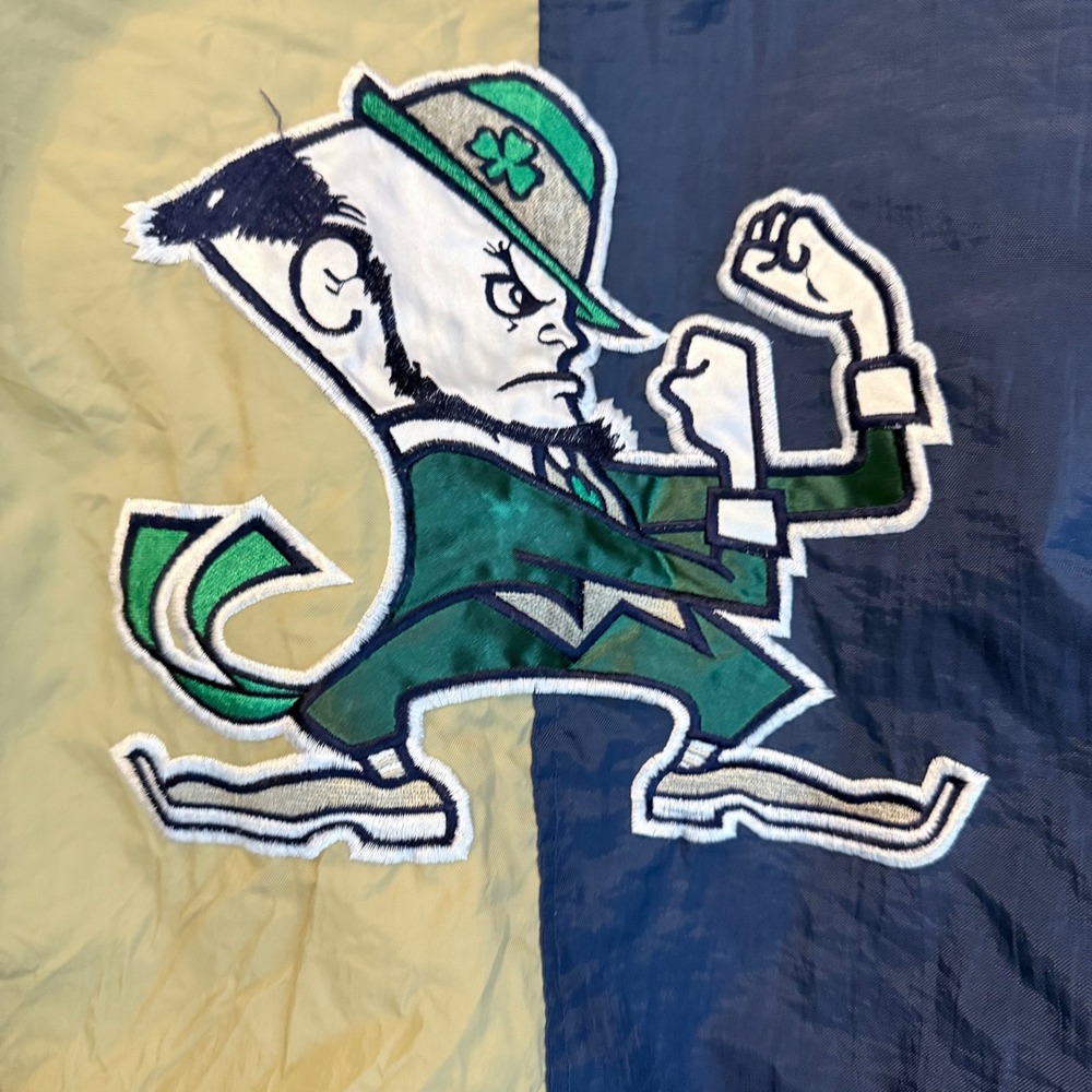 VTG 90s Starter Notre Dame Fighting Irish Puffer Jacket Navy Gold XL - Picture 9 of 10